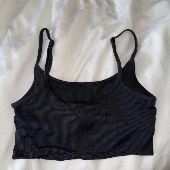 Aerie Scoop ribbed longline bralette bikini top Size small Black - Picture 2 of 6